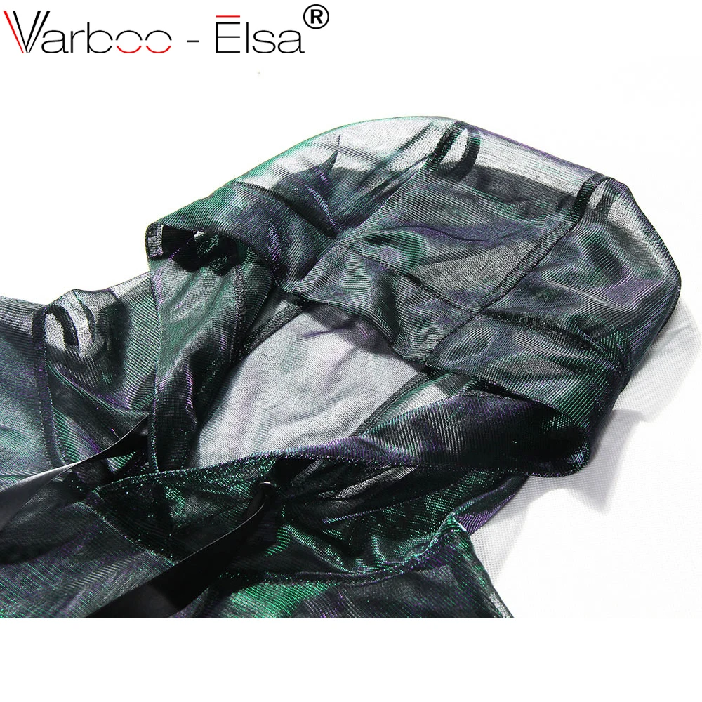 VARBOO_ELSA Женская металлическая футболка перспектива сетчатые футболки с капюшоном