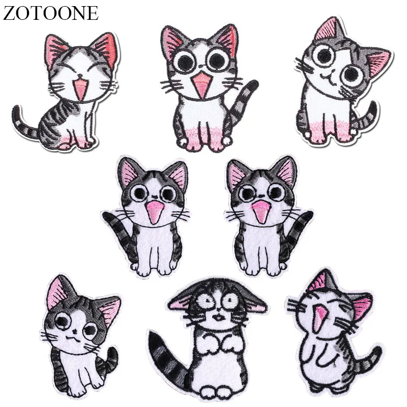 ZOTOONE гладить на Кот патч наклейки джинсы с вышивкой и аппликацией Животных Патчи