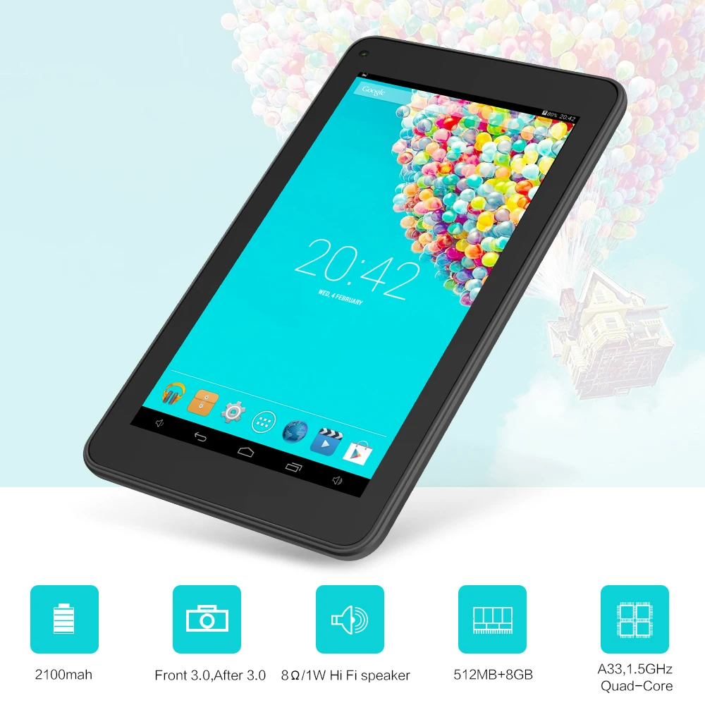 Yuntab T7 планшетный компьютер 7 дюймов Android 4 планшет с сенсорным экраном 1024x600 ядра 1 5