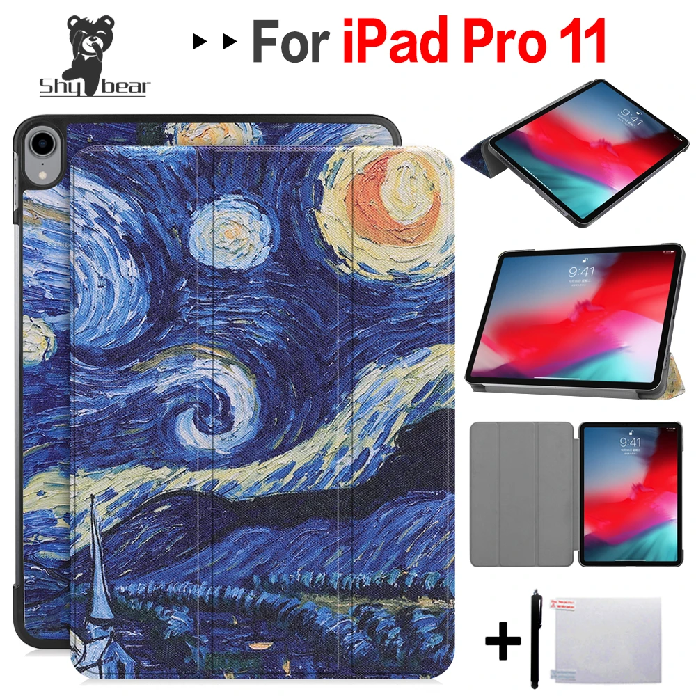 Case for IPad Pro 11'' 2018 PU Leather PC Back Ultra Slim Smart Cover Print A1979 + Gift | Компьютеры и офис