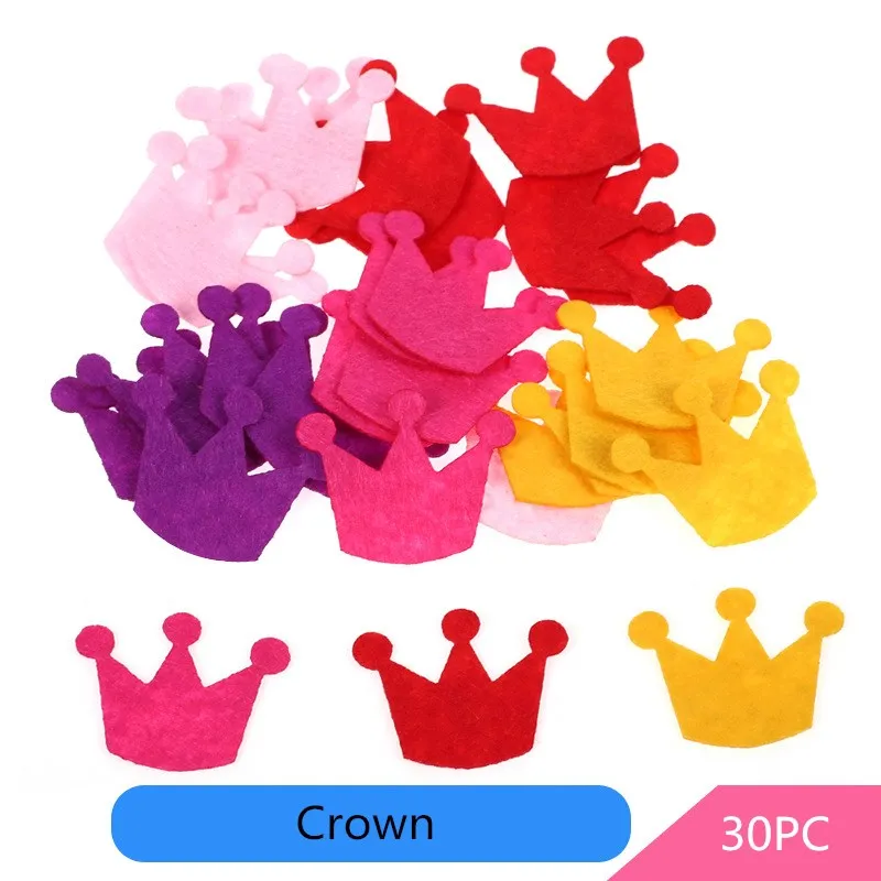 Children DIY Creative Cute Non-woven Fabric Patch Kids Sewing Craft Supplies Scrapbooking Decoration Stickers Handmade Materials - Цвет: Crown 30PC
