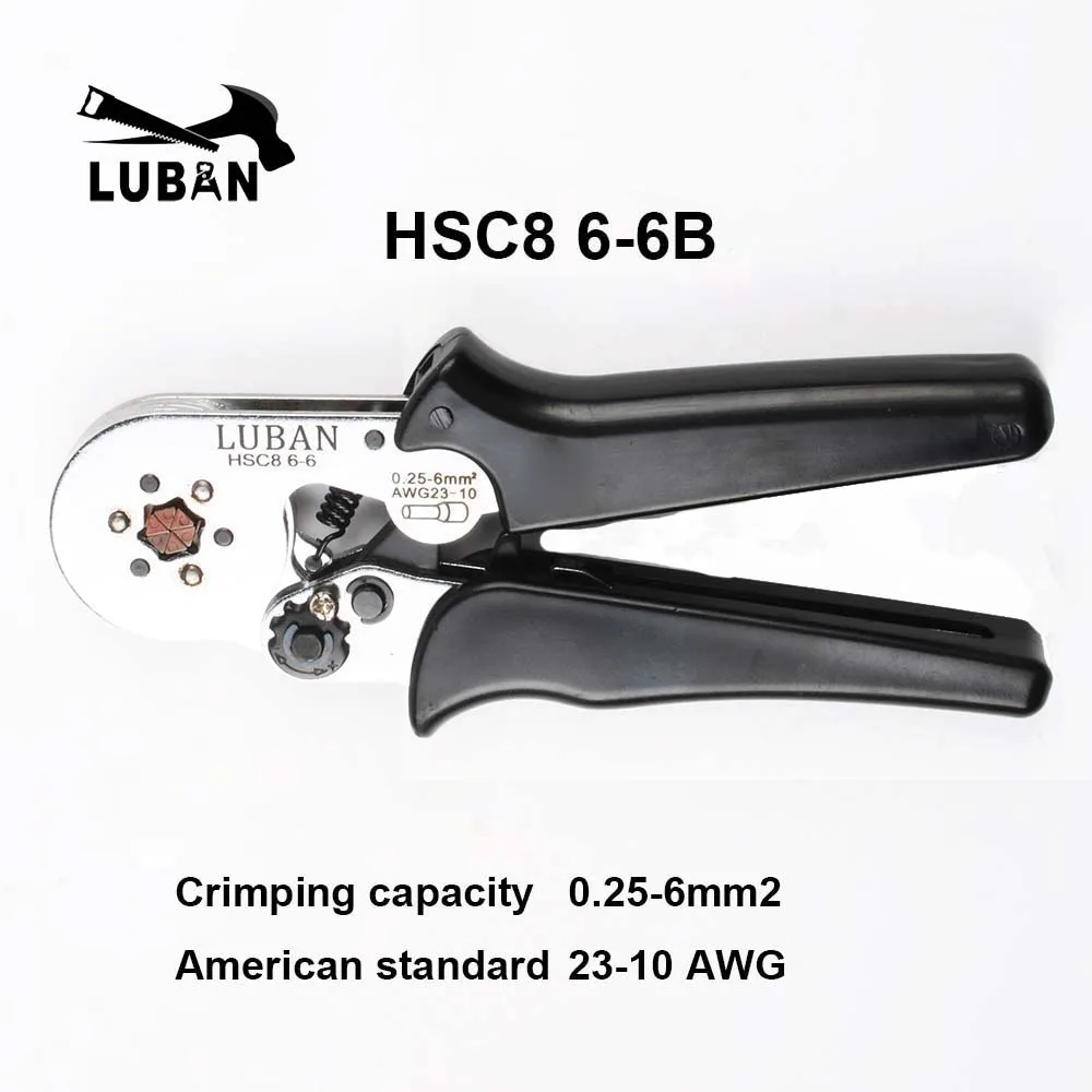 HSC8 6-6B HSC8 16-4 мини-типа саморегулируемые обжимные плоскогубцы 4-16мм2 терминалы обжимные инструменты многофункциональный инструмент Ручные плоскогубцы Четырехсторонние - Цвет: HSC8 6-6B