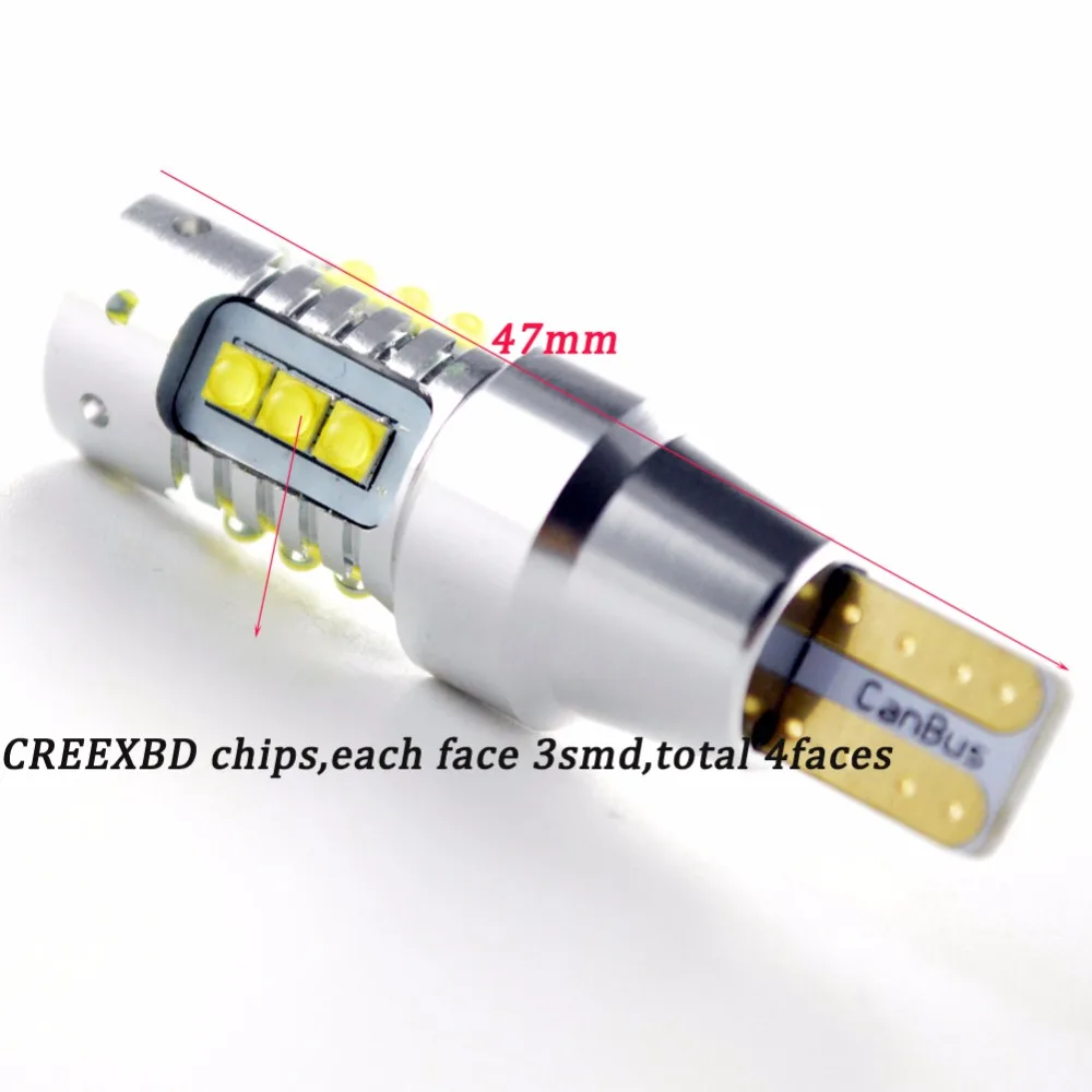2x80 Вт AC12-24V T15 W16W 921 915 светодиодный светильник лампы CANBUS без ошибок CREEXBD светодиодный светильник с высокой мощностью резервный сигнал заднего поворота белый