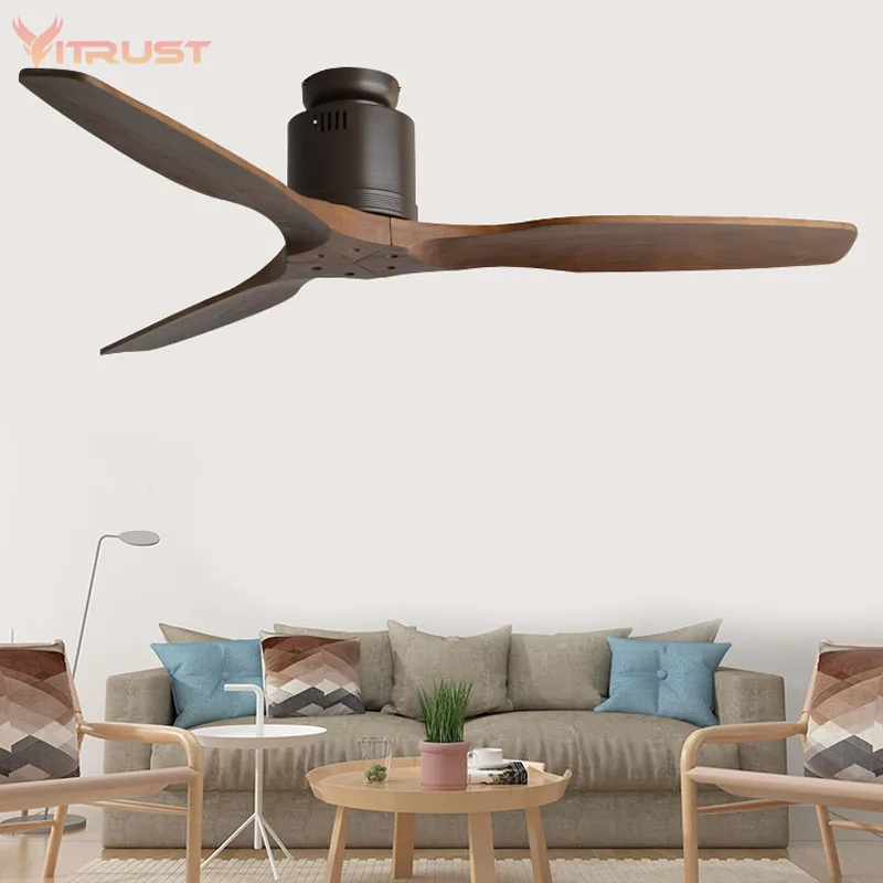 52 inch Nordic ceiling fan with Remote Control and 3 Wooden Blades Ceiling Fan creative vintage ceiling fan for dining room bedr
