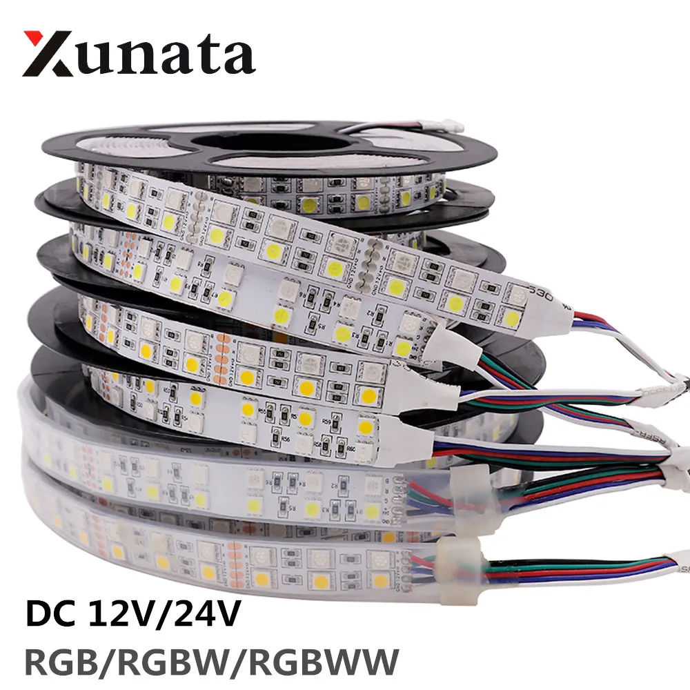 Светодиодная лента 5050 водонепроницаемая 12 В 24 RGB RGBW RGBWW светодиодный светильник 60