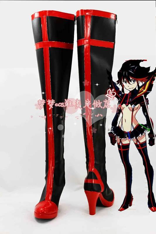 

Anime Kill la Kill Matoi Ryuko Shoes Cosplay Red Black Boots