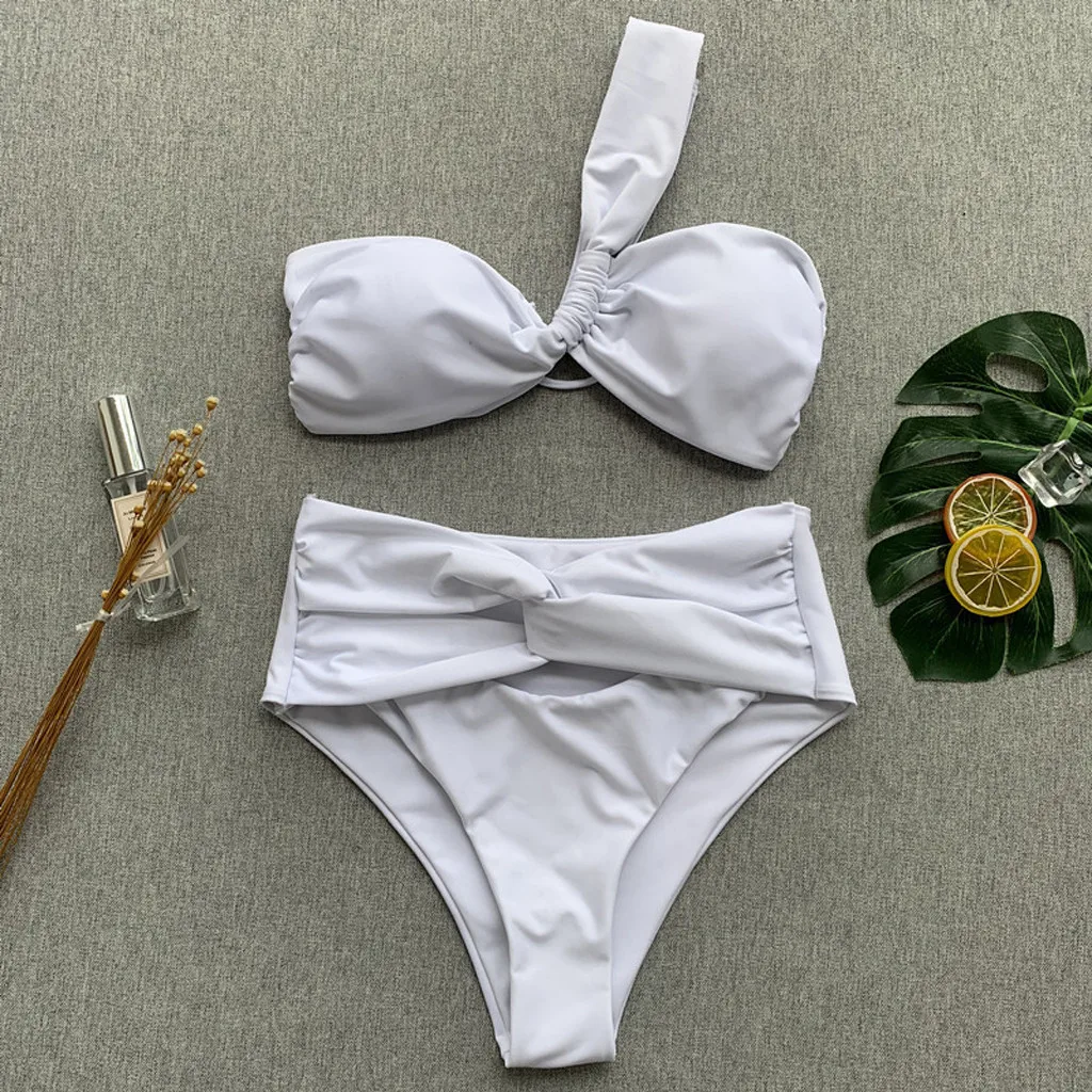 Летний сексуальный женский купальник пуш ап мягкий бюстгальтер однотонный