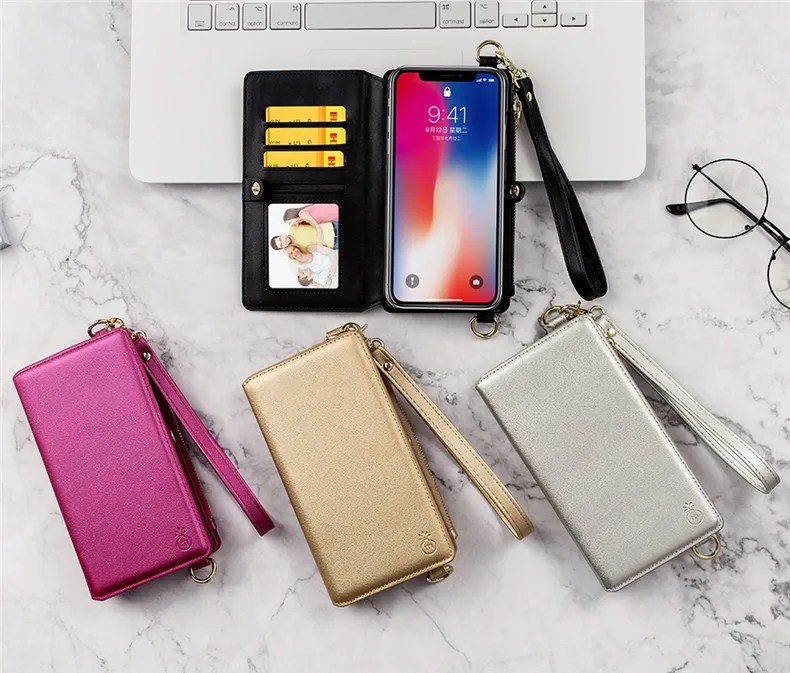 4 в 1 кожаный чехол кошелек для Samsung S8 S9 Plus Note 8/9 сумочка девочек женская сумка с