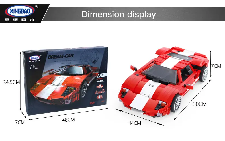 XINGBAO Technic Ford GT 40 Creator speed Champions Mustangs строительные блоки кирпичи модель автомобиля