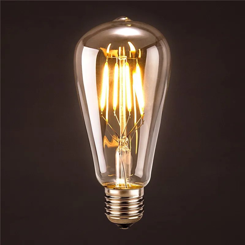 

6pcs 4pcs Filament Retro Edison Bulb Lamp 4W E27 LED Filament Bulbs ST64 4leds COB Decorative Warm White 220-240V