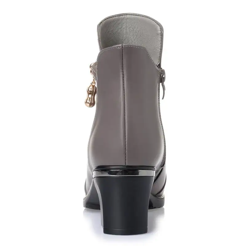 

MVVJKE New Autumn Winter Thick Heel Boots Genuine Leather Ankle Shoes Vintage Platform Shoes Handmade Women Boots Lady Plus