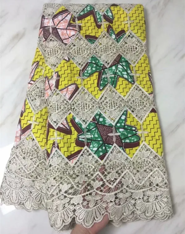 Желтые африканские ткани молока волокна сетки в нигерийском стиле воском