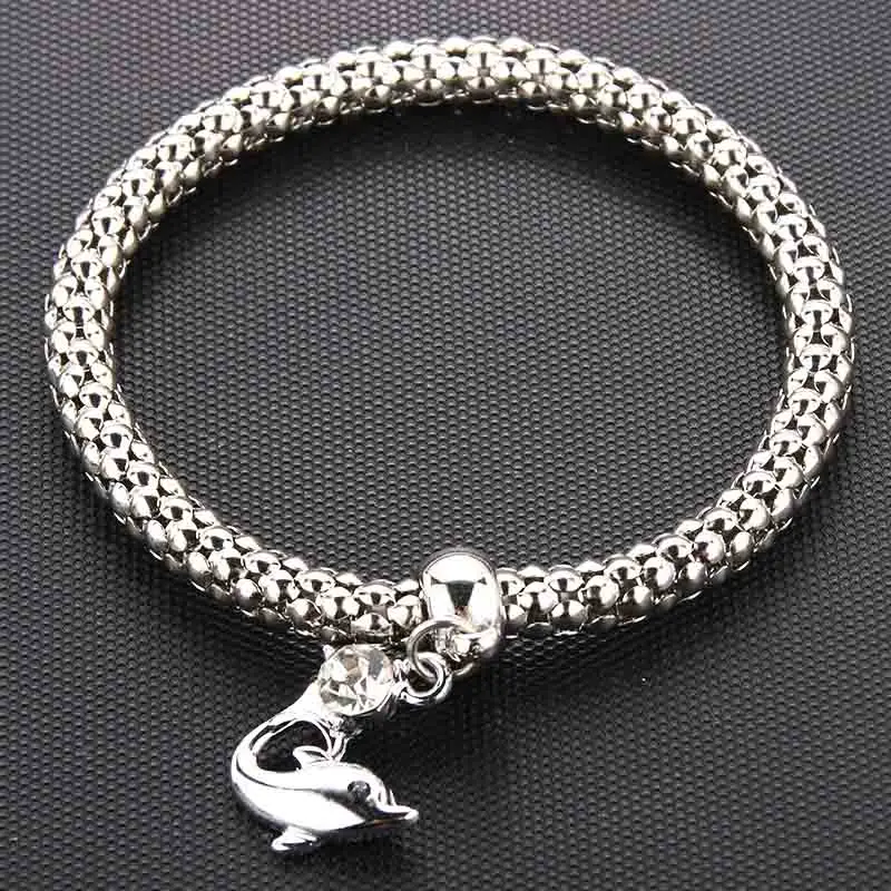Очаровательный Новый Кристальный Циркон милый Дельфин Кукуруза браслет цепочка