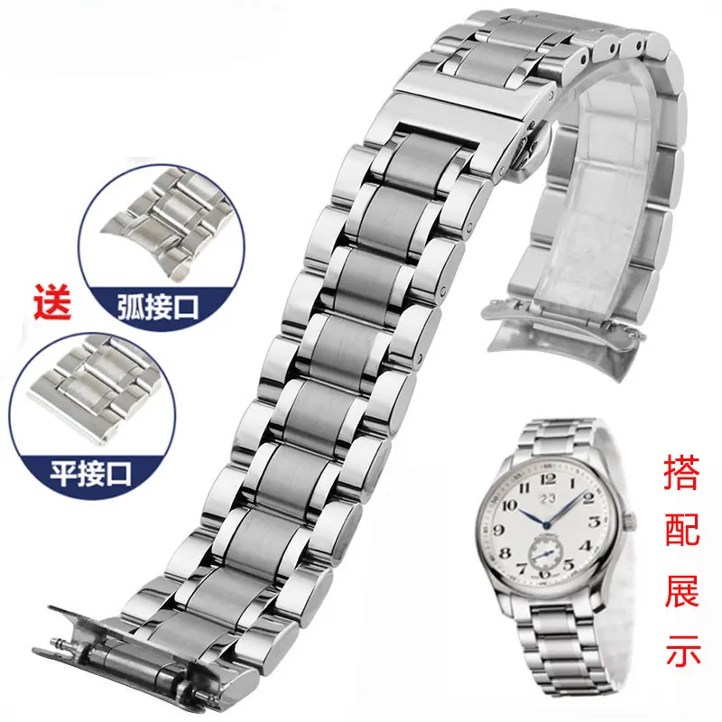 Твердый ремешок из нержавеющей стали адаптируется Seiko Citizen Silver 18 мм 20 21 22 23 24