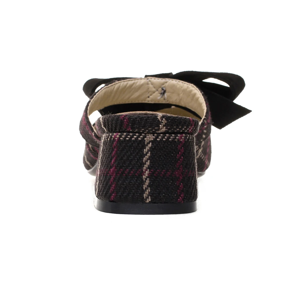 Женские шлепанцы без задника FOREADA летние сандалии в клетку на толстом каблуке с