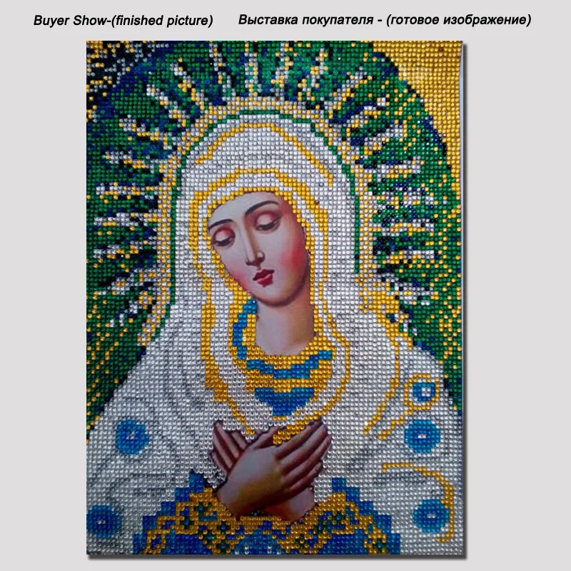 RUBOS diamond painting cross stitch religion blue our lady icon DIY 5D embroidery mosaic 3D drill portrait new style set | Дом и сад