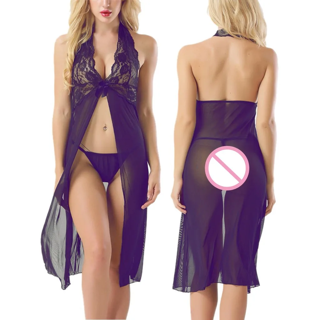 Сексуальное эротичное нижнее бельё для женщин babydoll пижамы платье мини пальто тонкий раздел размера плюс сплошной цвет перспектива сетки H5