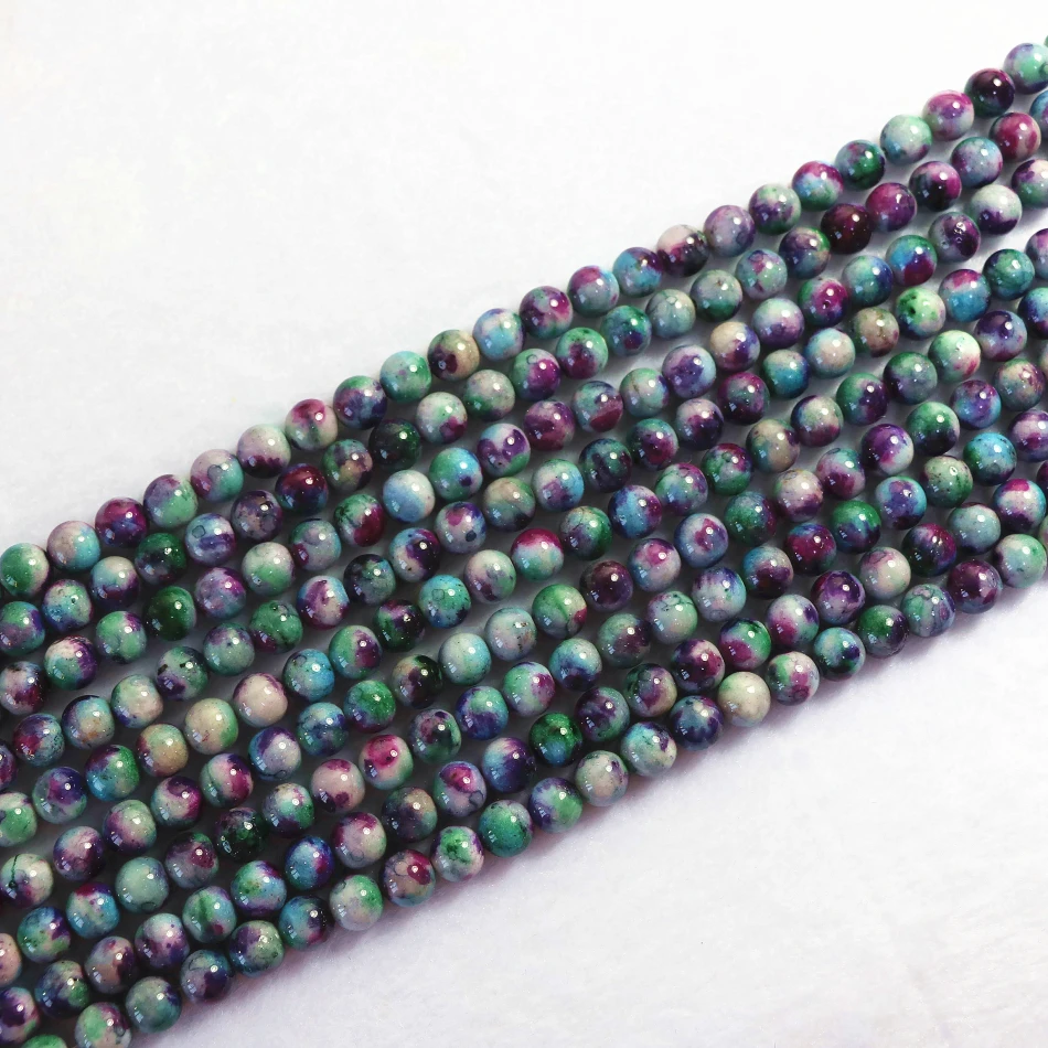 Модные Разноцветные окрашенные нефриты натуральный камень халцедон 6 мм 8 мм 10 мм 12 мм камень круглые бусины россыпью diy шармы Ювелирные изделия B143