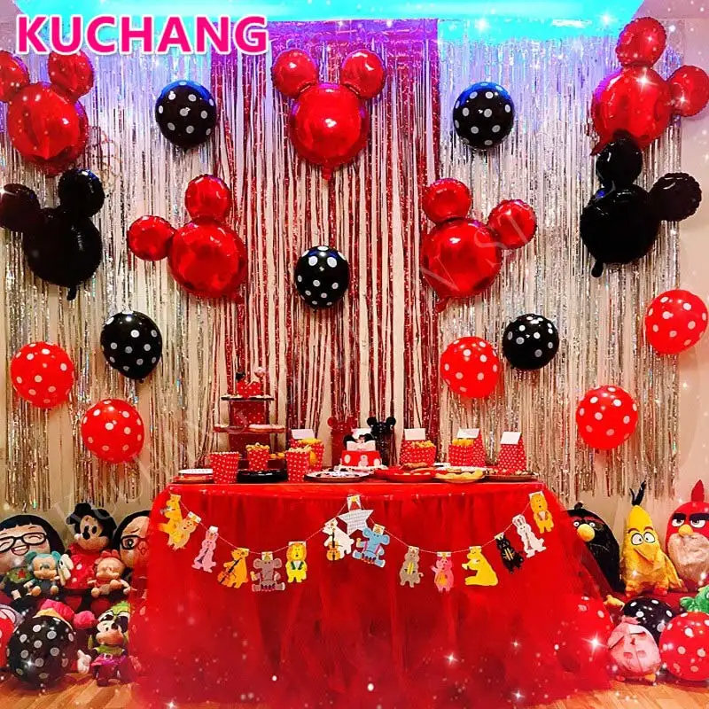 20pcs per set 20 шт./лот, большие красные и черные латексные шары в белый горошек с изображением головы Микки Мауса для девочек, праздничные украшения для тематических вечеринок - Цвет: 20pcs per set