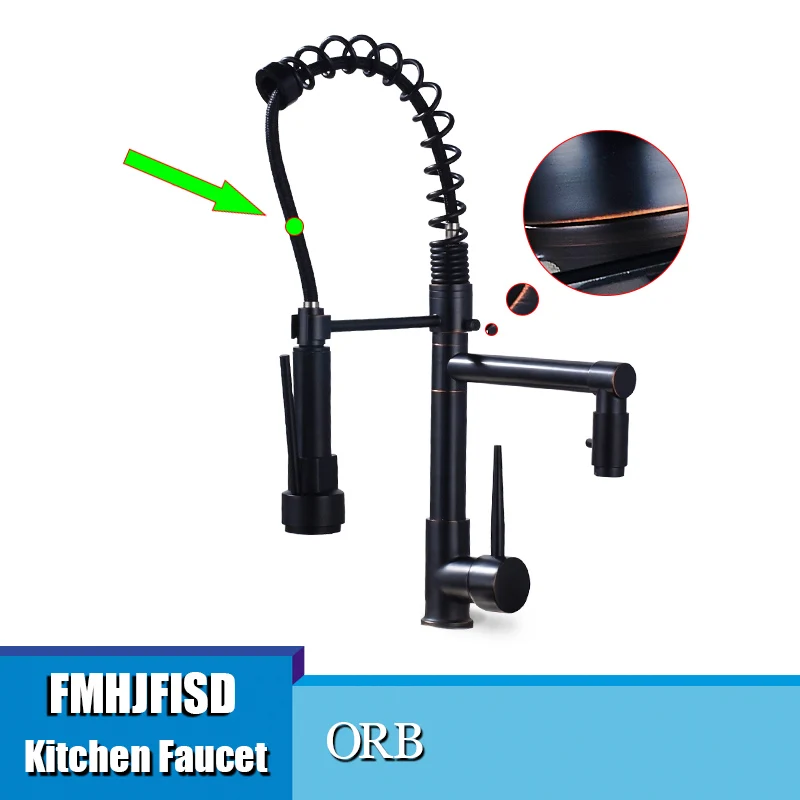 ORB FMHJFISD Матовый никель/хром кухонный кран двойной опрыскиватель сосуд Раковина Смеситель кран на бортике одно отверстие кран - Цвет: ORB