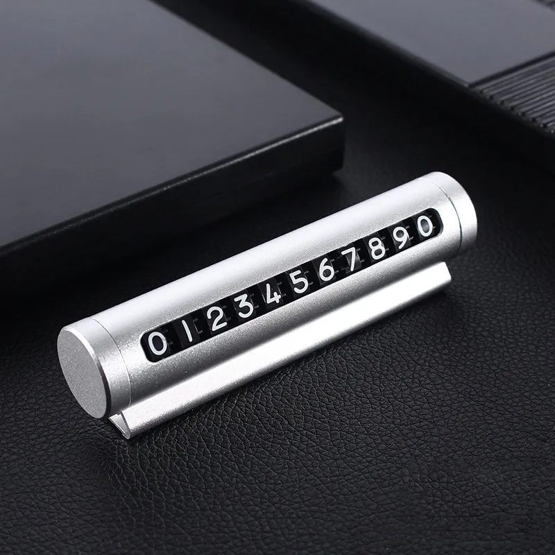 Silver 1pc Автомобильный номер телефона, временная парковочная карта, передвижной вызов, скрытая Ночная светящаяся металлическая ABS вращающаяся зубчатая пластина, автомобильные аксессуары для интерьера - Название цвета: Silver 1pc