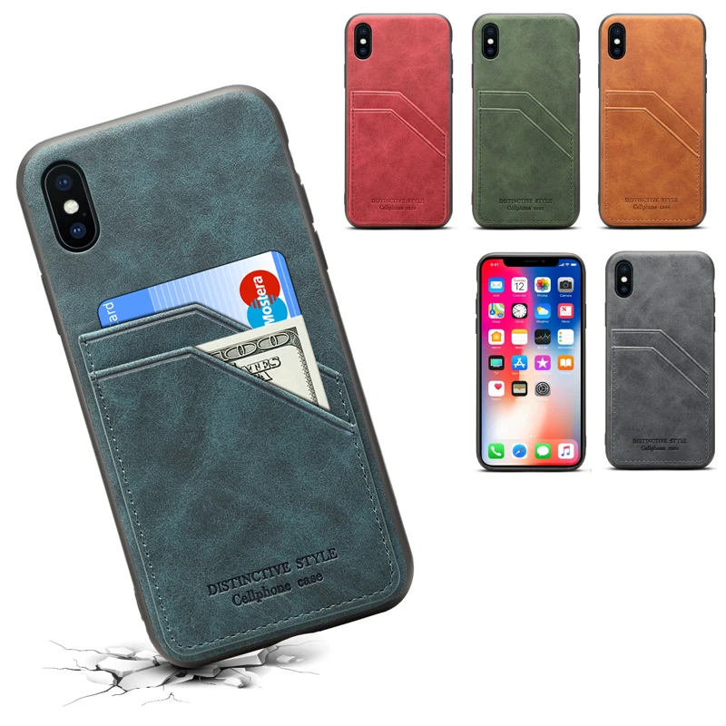 Чехол-кошелек для iPhone XS XR Max задняя крышка карт Ретро Чехол из искусственной кожи