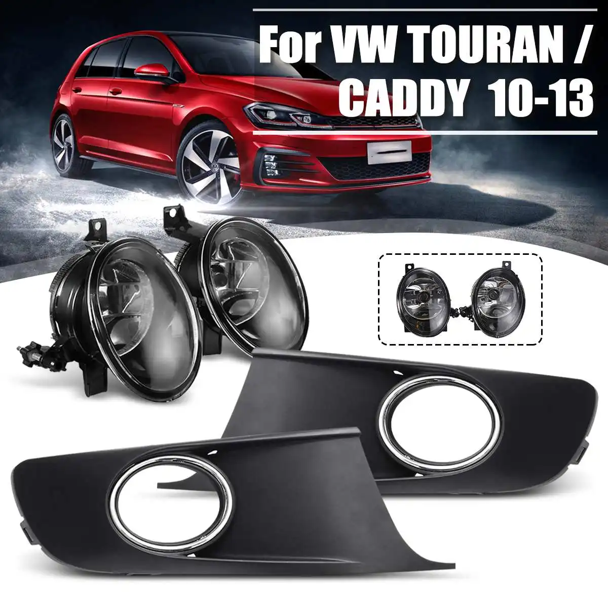 Автомобильный светильник для VW TOURAN CADDY 2010 2011 2012 2013, противотуманный светильник, противотуманная фара, противотуманный светильник, крышка и ремень в сборе 1T0853665 1T0853666