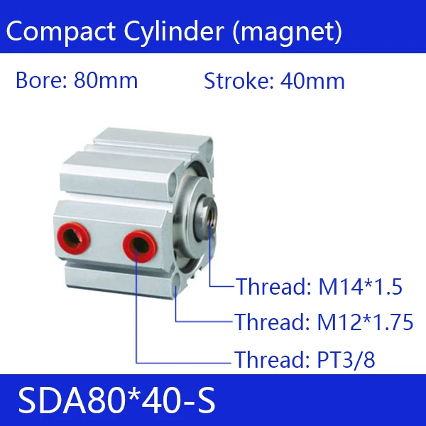 CE ISO SDA20 Cylinder Magnet SDA Series Bore 20mm Stroke 5-50mm Compact Air Cylinders Dual Action Air Pneumatic Cylinder images - 4