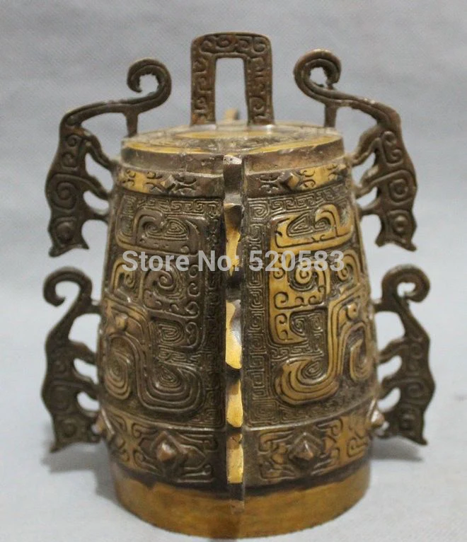 Китайский Бронзовый резной коллекционный буддизм народный храм Дракон Статуя