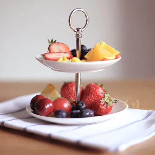 Керамическая 2-ярусная подставка для торта башни кексов вечерние ринки hightea