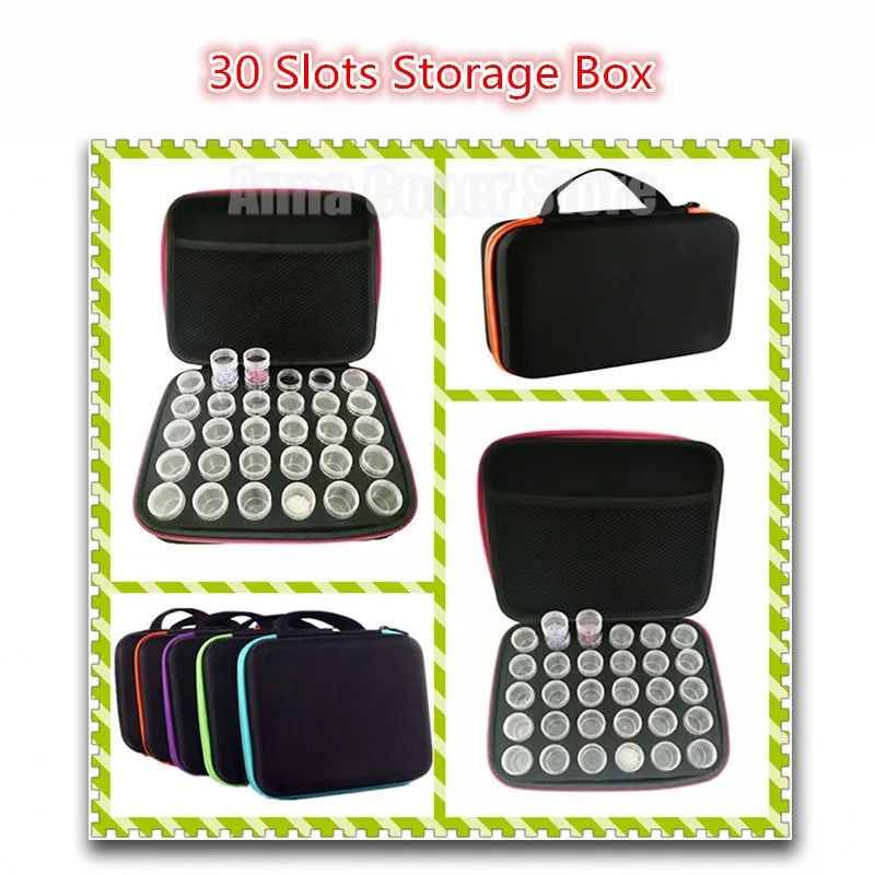 

30 Slots Adjustable Plastic Storage Box for jewelry Diamond Embroidery Craft Bead Pill Storage Tool The canvas shell is stronger