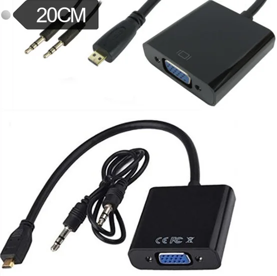 Видеоадаптер Micro HDMI D Male-VGA Female AV конвертер с аудио 1080p HDTV 0 2 м | Компьютеры и офис
