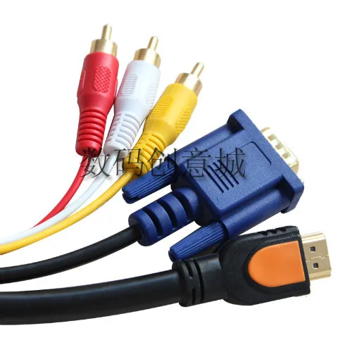 Кабель преобразователь с HDMI на SVGA VGA 3 RCA Av 5 футов 1 м|converter adapter|lcd cablelcd cable converter |