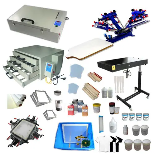 4 цвета полный комплект трафаретной печати принтер Сушилка экран носилки