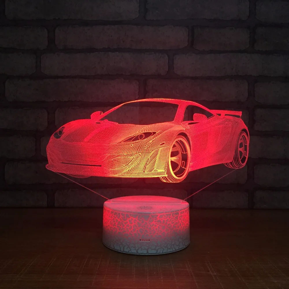 Новинка 7 цветов сменный спортивный автомобиль 3D ночные светильники Сенсорное