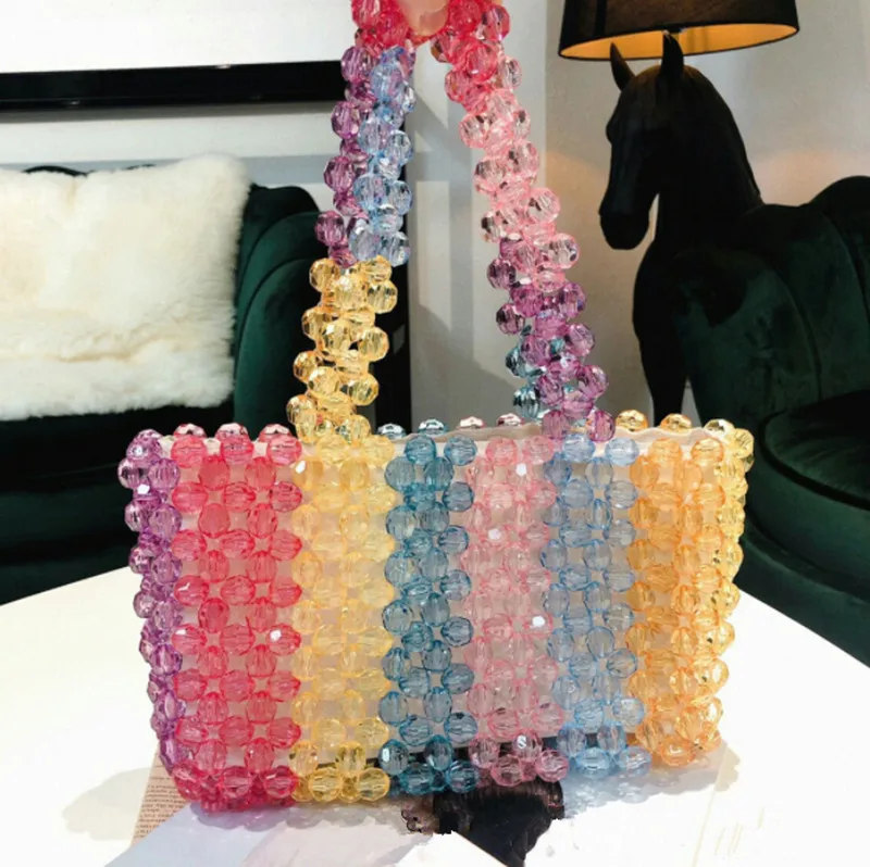 Летний Новый Радужный акрил Сумка дизайнерская жемчужная желе сумка клатч