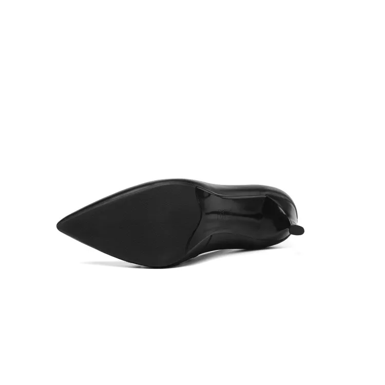 Женские туфли лодочки на высоком каблуке 8 см с острым носком черные телесные|Женские туфли| |