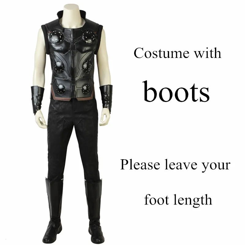 Costume with boots Мстители: война бесконечности, косплей, Тор, костюм, наряд супергероя, одежда на Хэллоуин, вечерние, на заказ, для взрослых мужчин - Цвет: Costume with boots