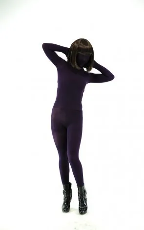 (AL819) фиолетовые бархатные прозрачные колготки унисекс фетиш костюмы зентай