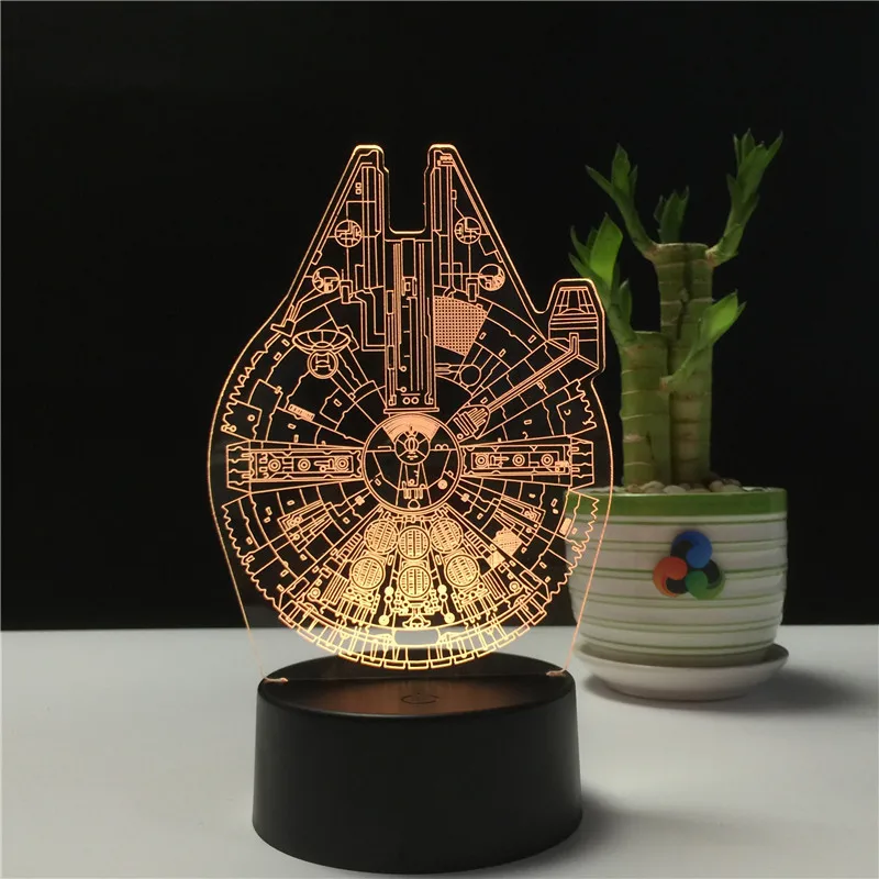 Графический планшет Star Wars Тысячелетний сокол 3D Holograma Lampka ночной Светильник USB Luz De