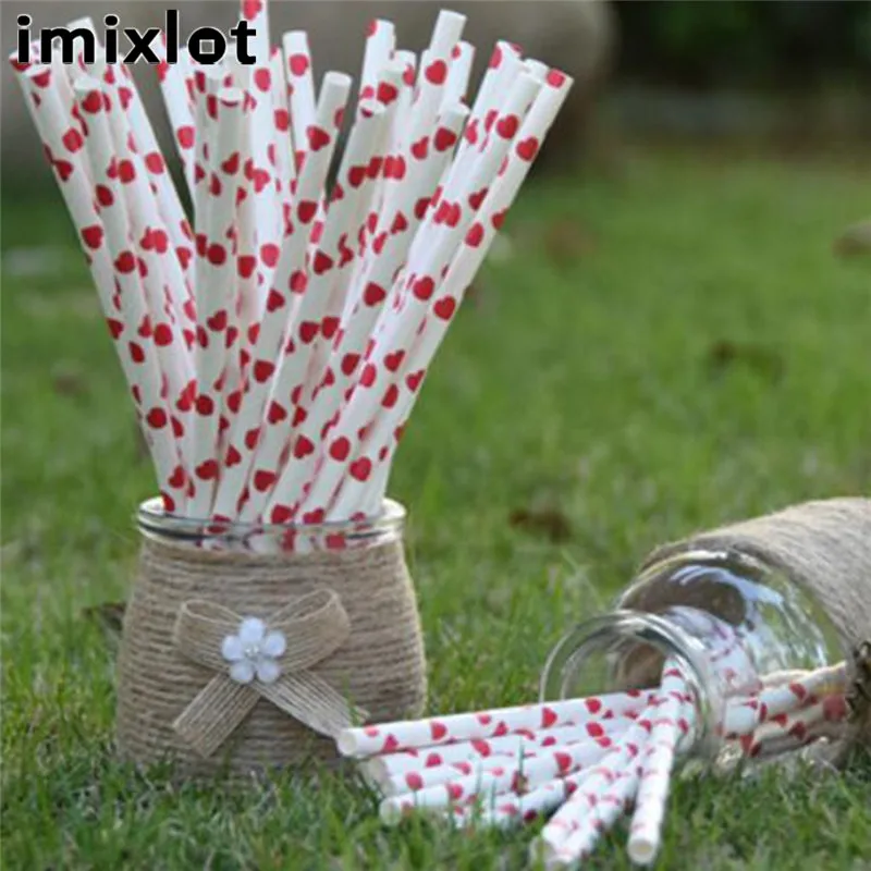 Imixlot 25Pcs Paper Straw Creative Colorful Disposable Juice Milk Drinking for Birthday Wedding Decorative Party Accessory | Дом и сад