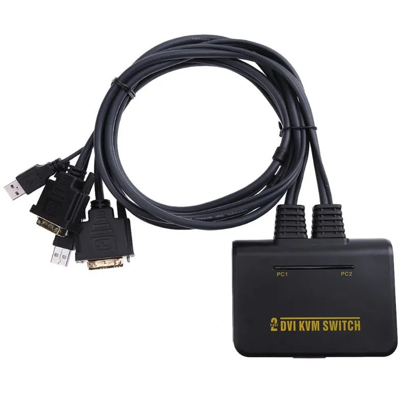 Коммутатор Dvi Kvm 2 порта Usb 0 в 1 с кабелем для аудио и видео монитора клавиатуры мыши