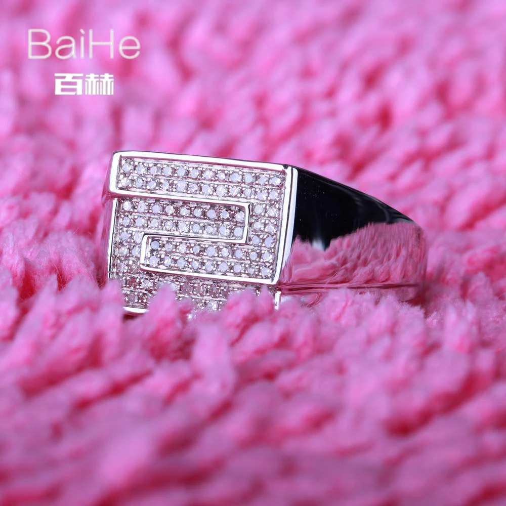 Baihe SOLID 14 К из белого золота(au585) 0.4ct CERTIFIED H/SI круглая огранка из натуральной бриллиантами свадебные Для мужчин Мода кольцо