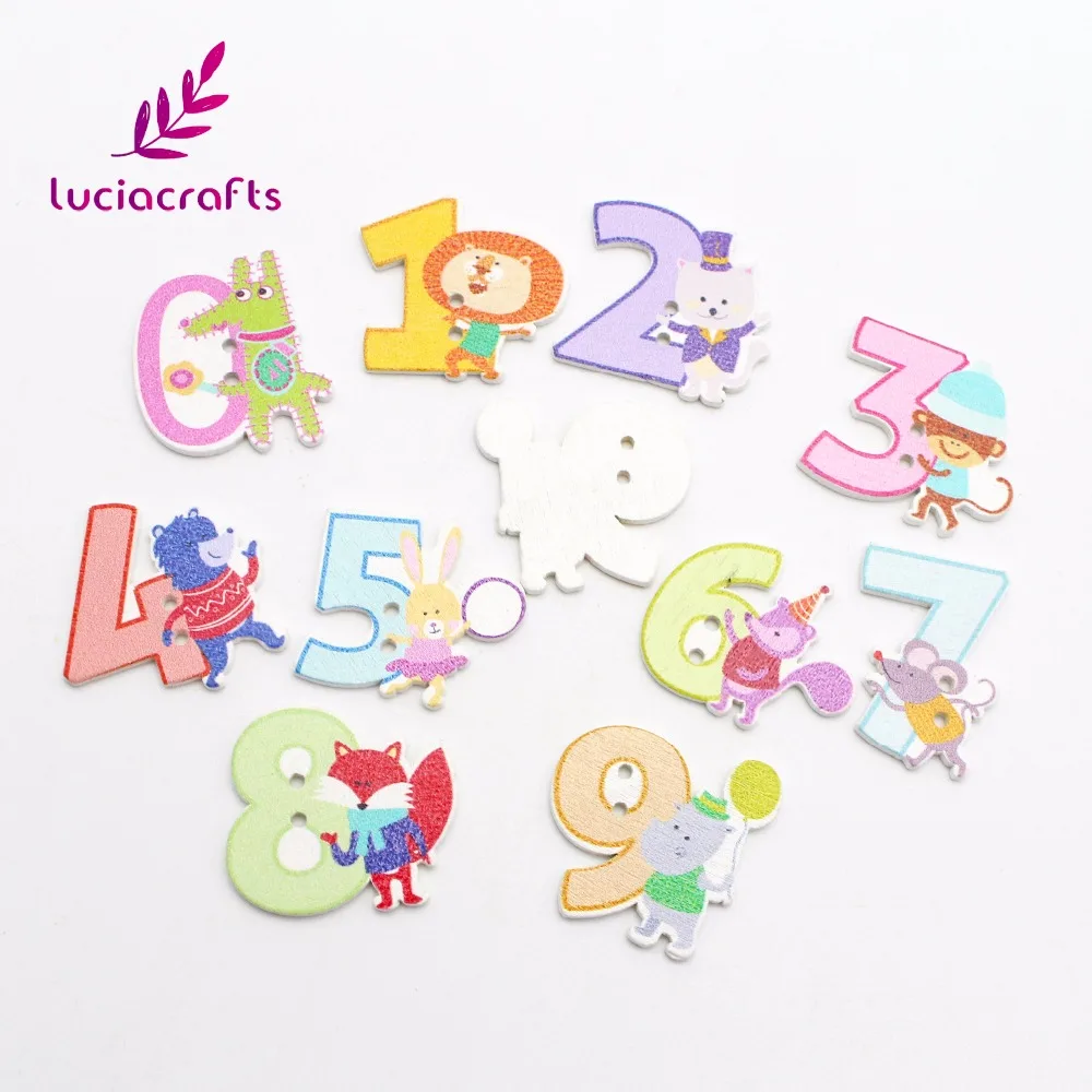 Lucia crafts 10 шт/50 шт 2,7-3 см 2 отверстия мультфильм Животные цифры пуговицы из натурального дерева пошив одежды «сделай сам» Аксессуары E0207