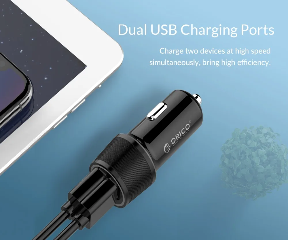 ORICO мини USB Автомобильное зарядное устройство с двойным выходом 15,5 Вт макс зарядное устройство для мобильного телефона для samsung huawei Xiaomi Tablet