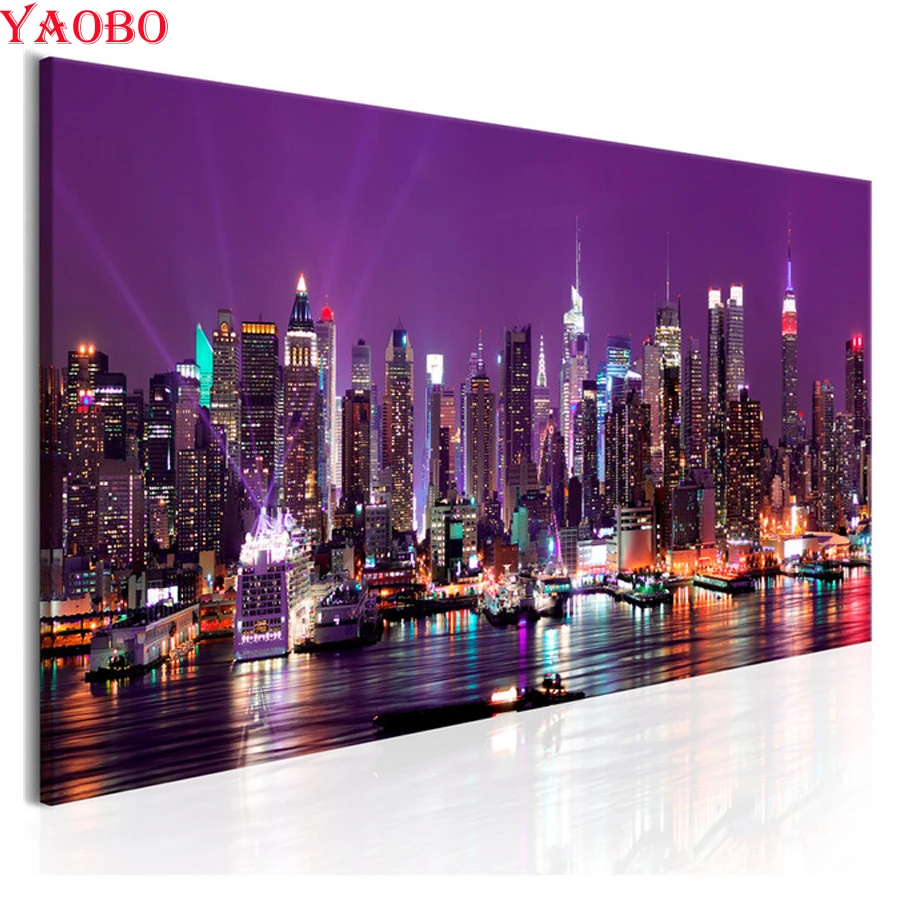 

5D DIY Diamond Painting New York city night view Full Square Drill Embroidery landscape 3d pictures Cross Stitch Mosaic Decor