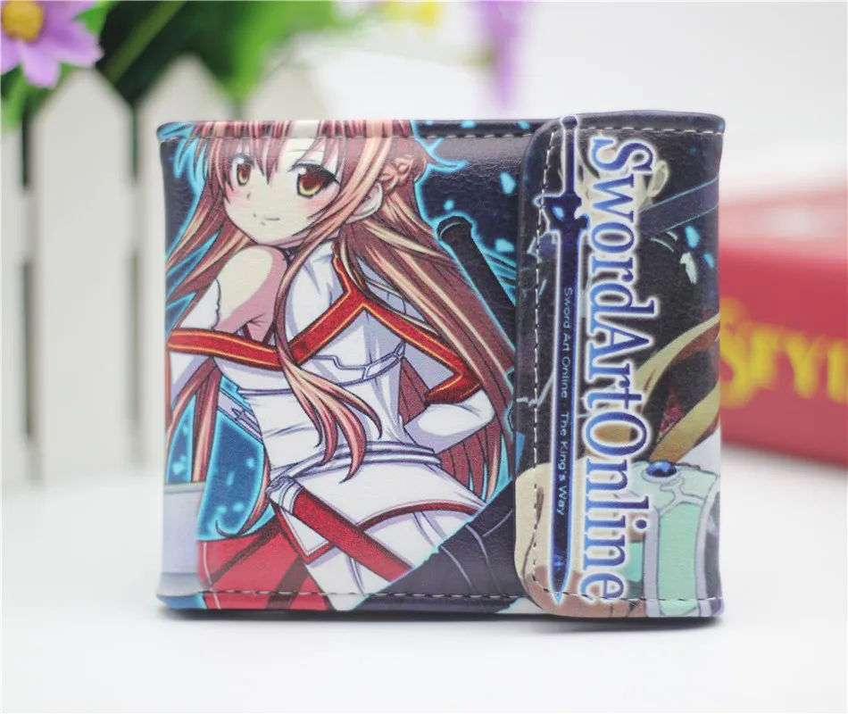 Аниме Sword Art Online SAO Kazuto Pu короткий кошелек двойной фото держатель для карт слоистая кнопка мужской кожаный кошелек с принтом для мальчиков и девочек