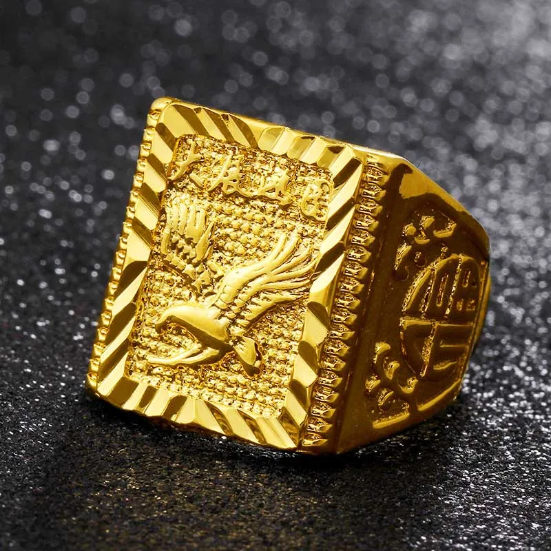 Gold Мужское кольцо в стиле панк-рок. Роскошное Золотое кольцо с регулируемым размером пальцев. Необычные товары - Цвет основного камня: Gold