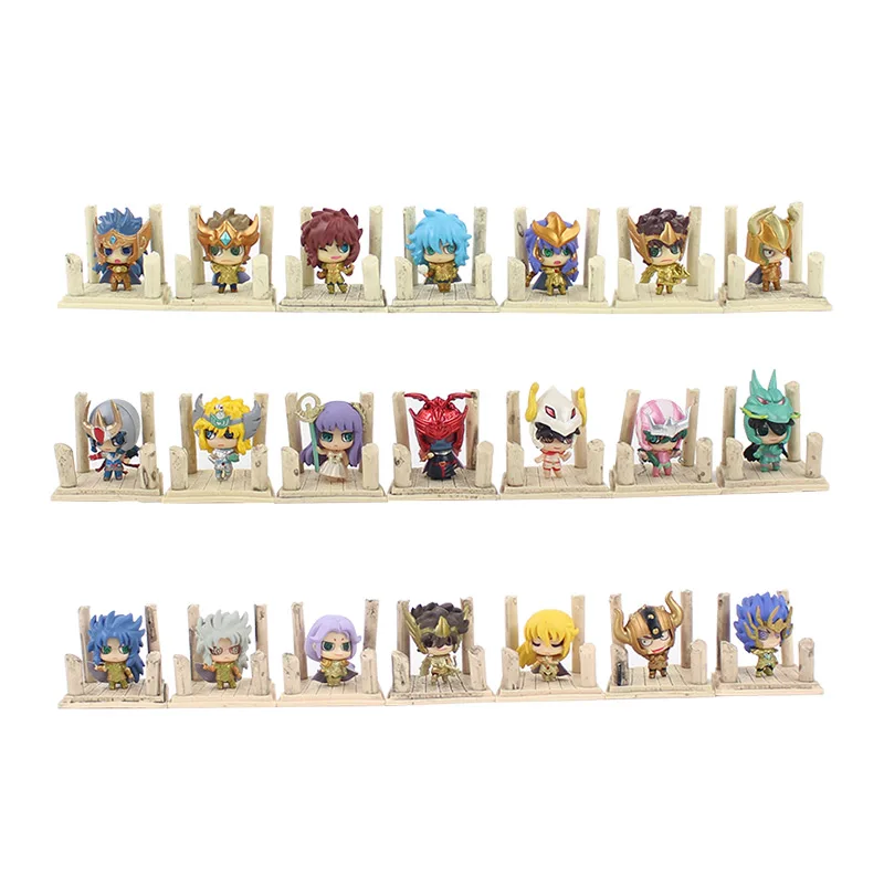 

7pcs/lot 5cm 3styles Anime Seiya Egg Box Q Version The Gold Zodiac PVC Action Figure Collection Model Toys kids gifts