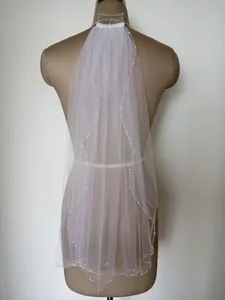 Свадебная фата NIXUANYUAN, 100% реальное изображение, 2021, фата с бисером, кружевная, свадебная, Veu De Noiva Longo, свадебная фата с гребнем,